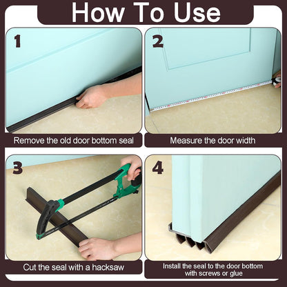 2 Pcs 3 Feet Brown Vinyl Door Bottom Adjustable Weatherstrip Door Bottom with Drip Cap Weatherproof Under Doors Seal for Gaps from 1/4'' to 9/16'' for 1 3/4'' to 2'' Thick Doors