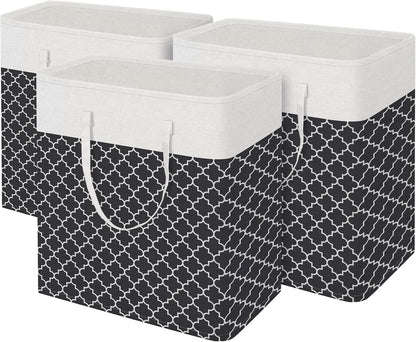 BlissTotes 3-Pack Laundry Basket, Collapsible Laundry Hamper, Grey, 75L | Laundry Clothes Hamper, Hampers for Bedroom, Freestanding Hamper with Handles, Clothes Laundry Basket