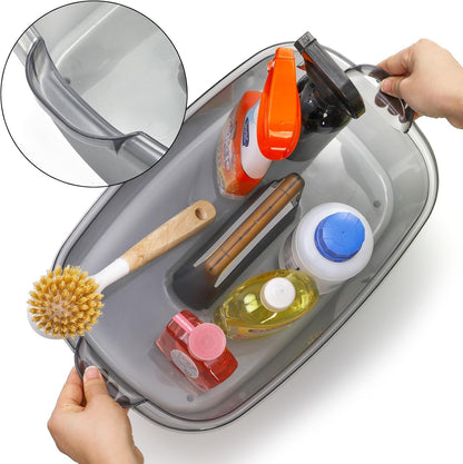 TOPZEA 2 Pack Cleaning Supplies Caddy, Plastic Large Cleaning Supply Storage Bucket with Handle, Portable Shower Tote Caddy Household Tools Organizer Baskets for Bathroom, Kitchen Under Sink