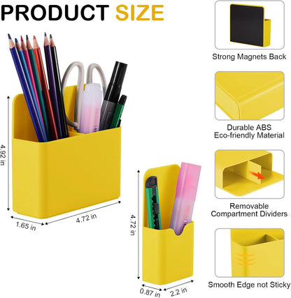 KITANIS Magnetic Pen Holder,2 Pack Magnetic Dry Erase Marker Holder with Generous Compartments,Strong Magnet Storage Marker Pen Pencil Organizer for Refrigerator,Whiteboard,Locker Accessories