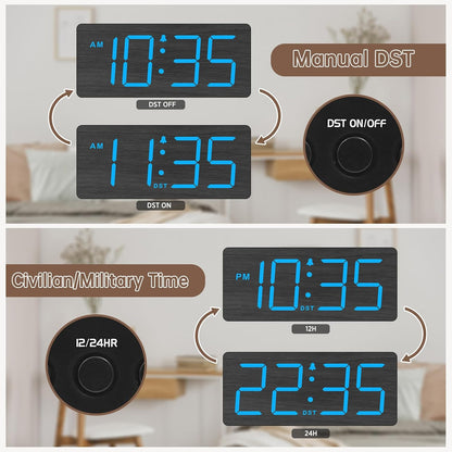DreamSky Wooden Digital Alarm Clock for Bedroom with Large Numbers