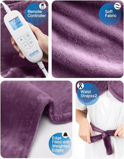 RENPHO Electric Heating Pad - 6 Heat Levels for Neck Shoulder and Back, Birthday Gifts for Women Men Mom Dad, Weighted Pad for Snug Fit, ETL Safety Certified, FSA Eligible, 24"x33" Gray