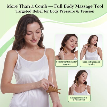 Wood Therapy Massage Tools – Wooden Manual Guasha Tool, Handheld Body & Scalp Massager, Trigger Point Scraper, Reflexology & Lymphatic Drainage Inspired Wooden Massage Tool for Face, Neck, Back & Legs