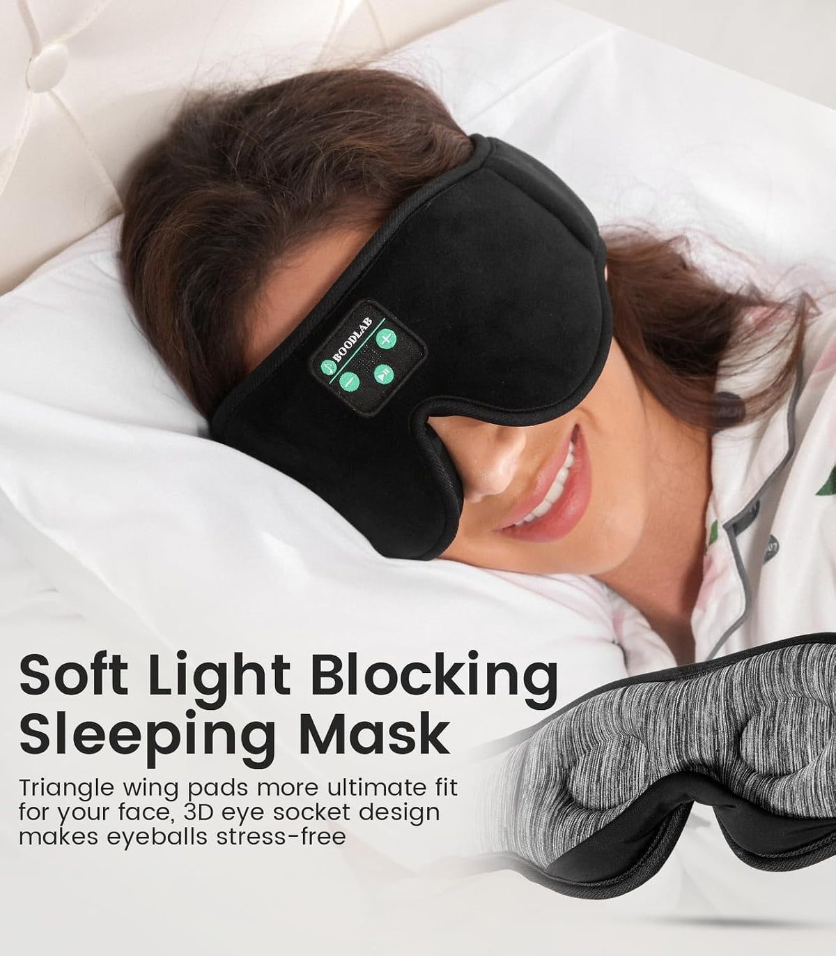 Bluetooth Sleep Mask, Sleep Mask with Bluetooth Headphones, Sleeping Headphones for Side Sleepers Travel Yoga, Cool Tech Gadgets Unique Gift for Valentine's Mother's Day Birthday Christmas