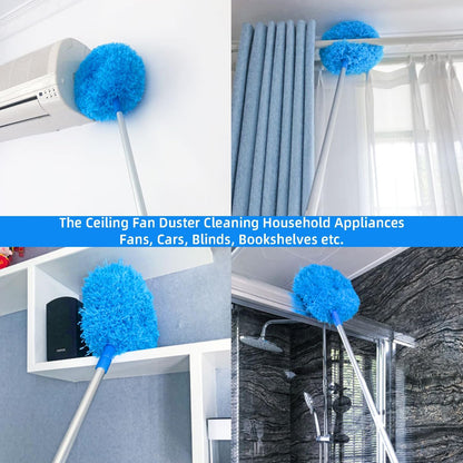 Retractable Gap Dust Cleaner Under Appliance Microfiber Duster Dust Brush with Extension Pole (36 to 49 inches) Cleaning Duster for Bed High Ceilings Furniture Bottom Household Gap Duster Gray
