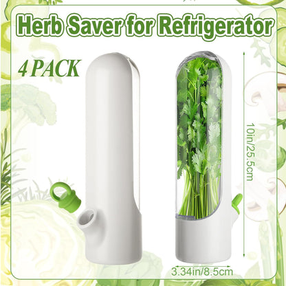 4 PCS Fresh Herb Keeper for Refrigerator, Herb Saver for Refrigerator, Cilantro Containers for Fridge, Herb Storage Containers for Cilantro Asparagus Mint Rosemary Parsley Basil for 2-3 Weeks