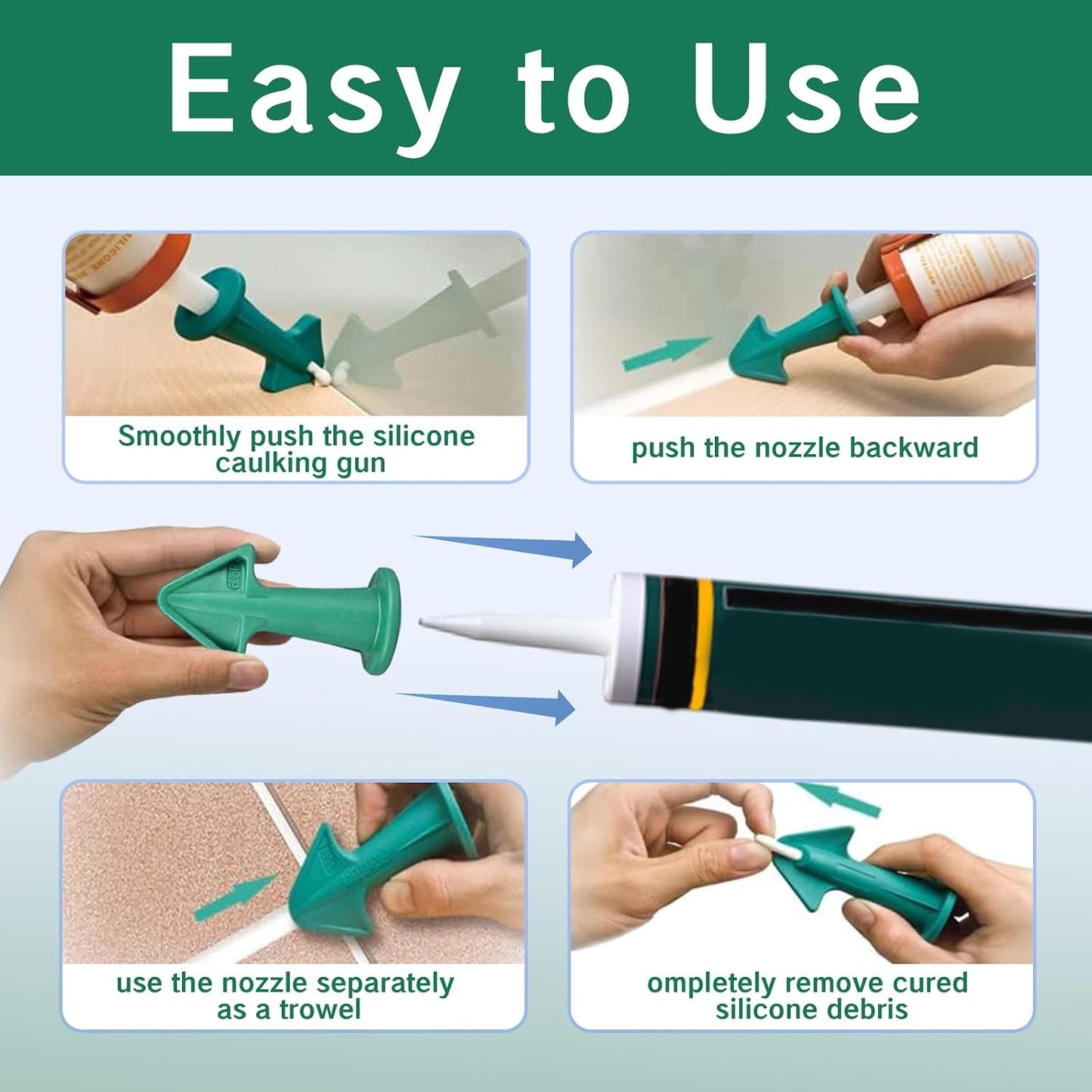 Caulk Tip Tool Caulking Tips Set with Nozzle Adapter Silicone Caulk Applicator Tools Reusable Nozzles for Finishing Grout and Sealant Caulk Gun Accessories for Easy Application 6.5R 10R 13R