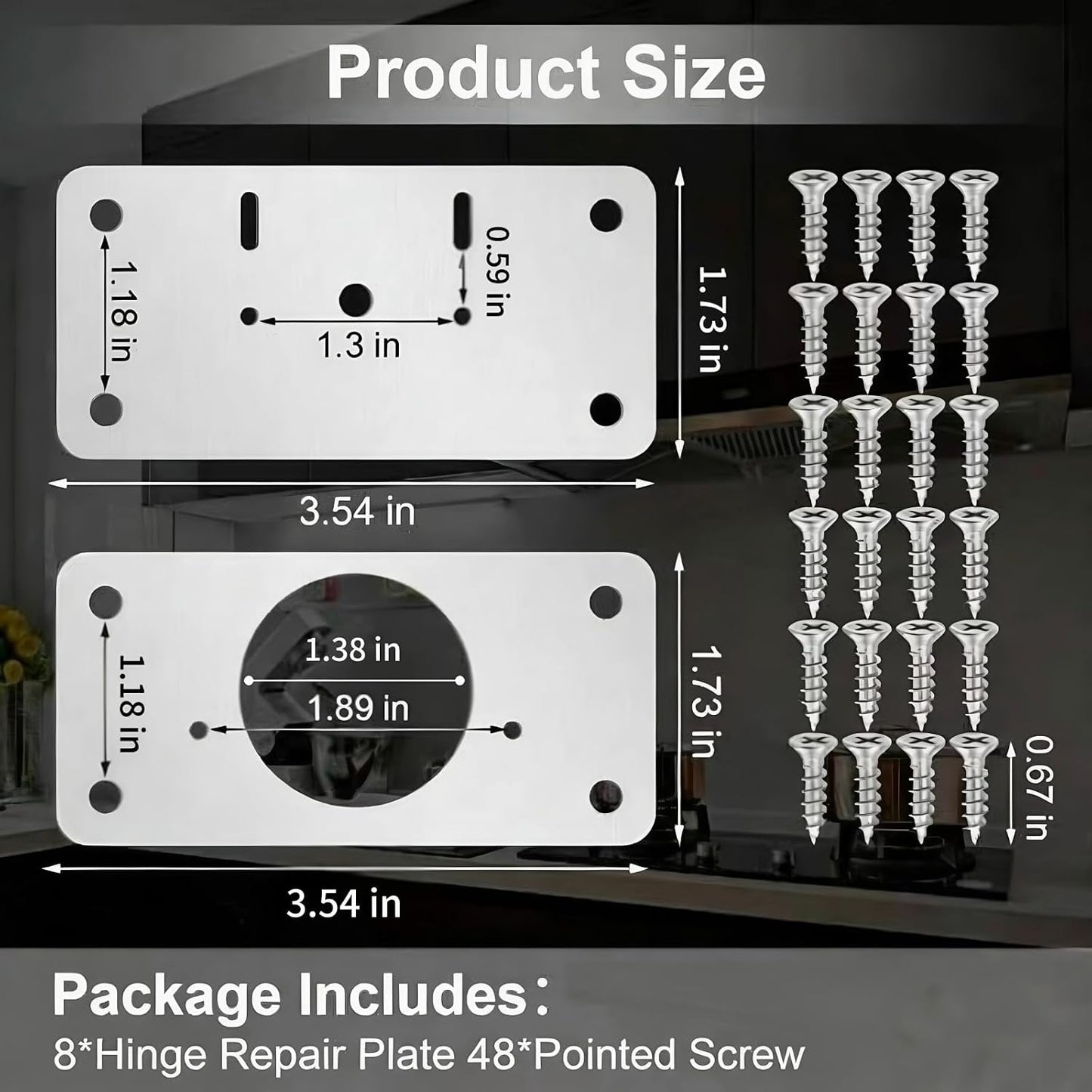 Cabinet Hinge Repair Plate, Hinges Repair Fixing Plate Cabinet Repair Board | 6 Pcs Stainless Steel Hinge Repair Brackets Kit,Kitchen Cupboard Door Hinge Repair Plate Kit with Screws Small Universal