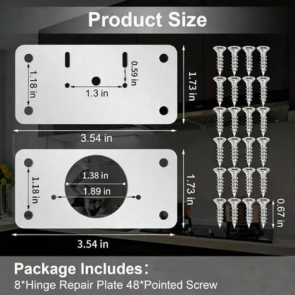 Cabinet Hinge Repair Plate, Hinges Repair Fixing Plate Cabinet Repair Board | 6 Pcs Stainless Steel Hinge Repair Brackets Kit,Kitchen Cupboard Door Hinge Repair Plate Kit with Screws Small Universal