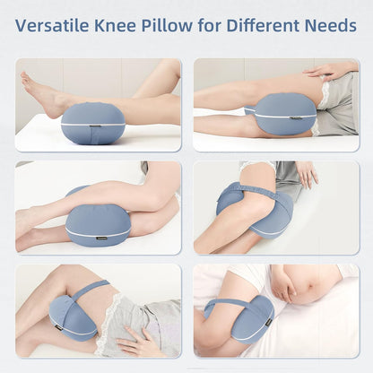 Knee Pillow for Side Sleepers - Cooling Pillow Between Legs for Side Sleeping - Memory Foam Knee Pillow with Strap for Hip Pain & Spine Alignment (Blue)