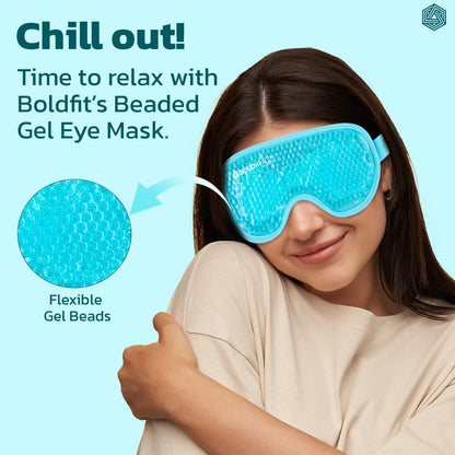 Premium Cooling Gel Eye Mask with Beads for Sleeping, Ice Pad Relief for Men & Women, Blue