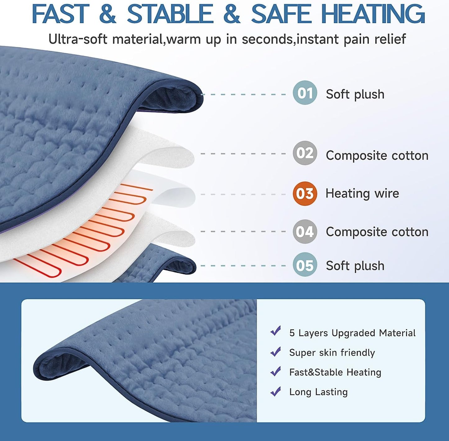 Heating Pad for Period Cramps, Heating Pad for Back/Neck/Shoulder Muscle Pain, 6 Heating&4 Timer Setting, Auto Shut Off, Dry/Moist Heat & Machine Washable, Gray Birthday Christmas Gifts for Women Mom