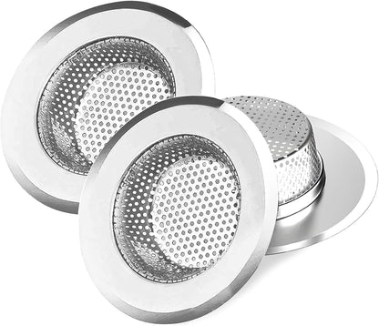 2pcs Heavy Duty Stainless Steel Slop Basket Filter Trap, 2.75" Top / 1" Mesh Metal Sink Strainer Shower Drain Hair Catcher for Kitchen Bathroom Bathtub Wash Basin Floor Balcony Drain Hole, Utility