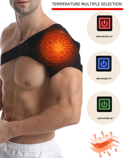 Shoulder Heating Pad - 3-Temperature USB Rechargeable, Adjustable Heat Wrap for Men & Women, Portable Cordless Shoulder Warmer (1 Pce Black-New)
