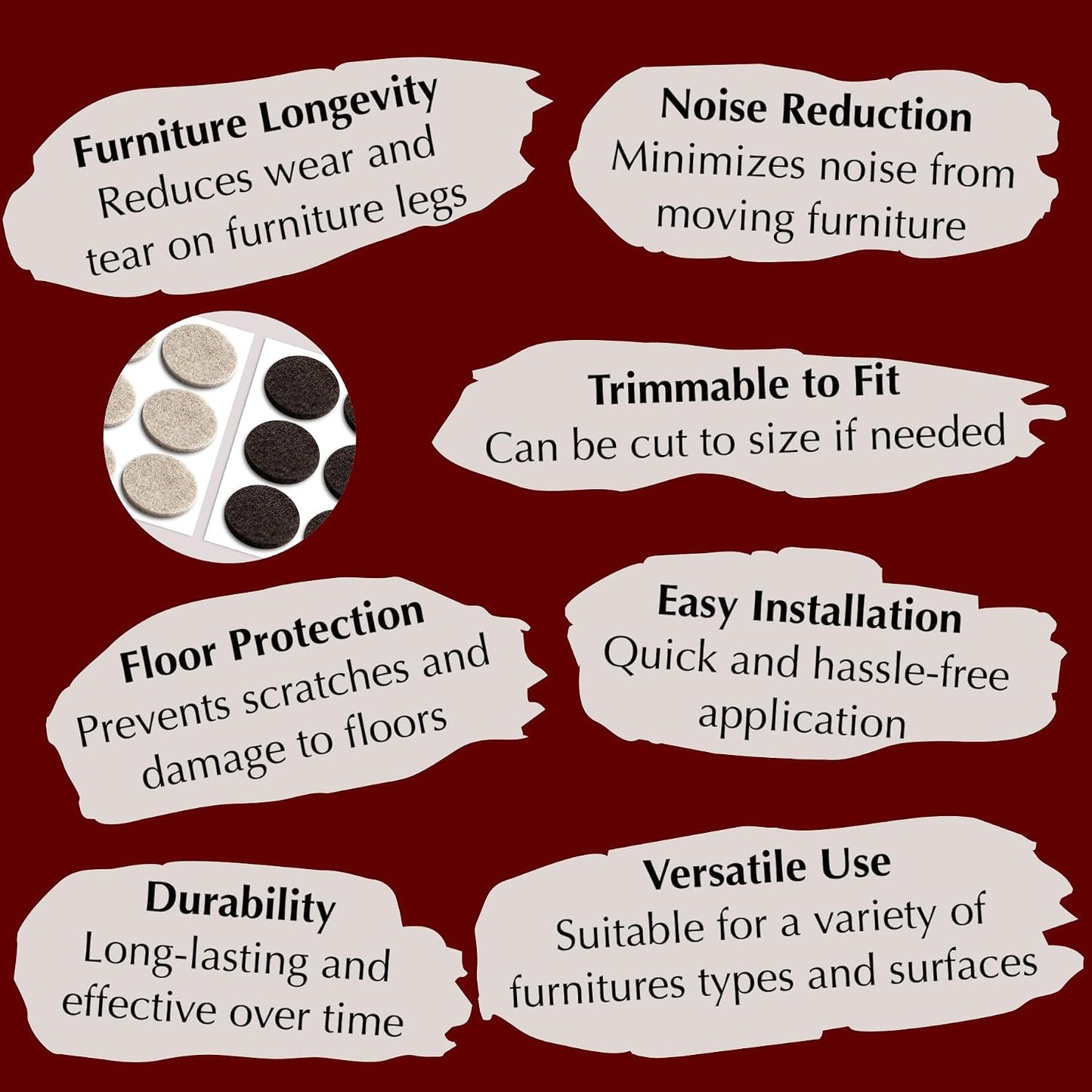 Felt Furniture Pads - 156pcs Black - Chair Leg Floor Protectors - Felt Pads | Furniture Sliders for Hardwood Floors, Chair Foot Pads, Furniture Legs, Felt Pads for Chairs, Floor Protectors for Furniture