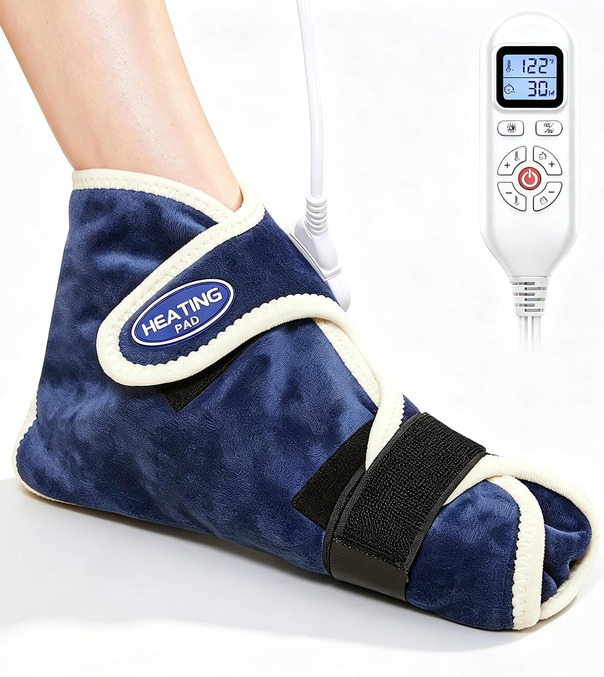JOBYNA Ankle/Toe/Foot Warmer | Full Coverage Heated Foot Wrap |86-158℉ Continuous Setting| 10-90min Timer| Electric Heating Pad for Plantar Fasciitis Relief, Neuropathy Pain Relief for Foot(1 Pack)