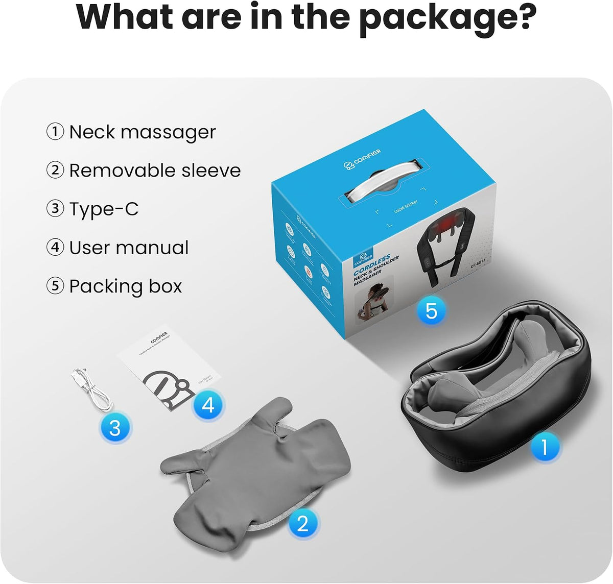 COMFIER Shiatsu Neck and Shoulder Massager with Heat,White Elephant Gifts for Adults,4D Deep Kneading Massage Pillow with Heat, Back Massager, Pillow Massage,Jet Black