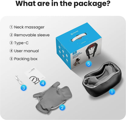 COMFIER Shiatsu Neck and Shoulder Massager with Heat,White Elephant Gifts for Adults,4D Deep Kneading Massage Pillow with Heat, Back Massager, Pillow Massage,Jet Black