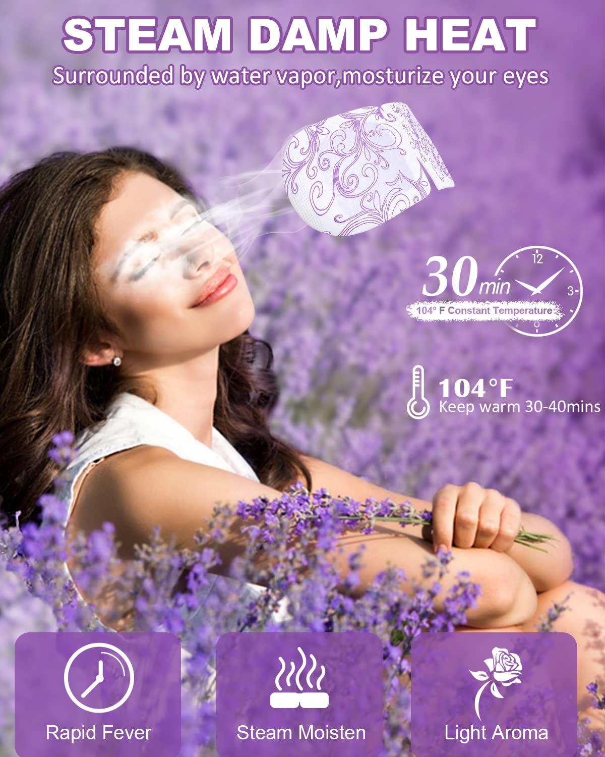 Steam Eye Mask,Warm Eye Compress for Dry Eyes Sleep Mask,Hot Auto Heated Eye Masks Relaxing Items for Women Moist Heat for Eyes Soothing Eye Fatigue,Disposable EyeMask for SPA Essentials