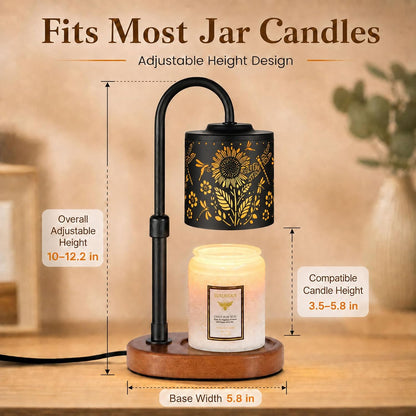 Dimmable Candle Warmer Lamp with Timer Adjustable Height for Scented Jar Candles Electric Candle Wax Melt Warmer for Home Decor Christmas Birthday Gifts for Women Mom(Hummingbird)