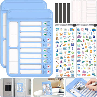 Audab 2Pcs Dry Erase Chore Chart for Kids, Magnetic Checklist Board, My Chores Slider Chart to Do List Board, Routine Chart Schedule Board Task Tracker for Home Refrigerator, Wall, Desk (Blue & Pink)