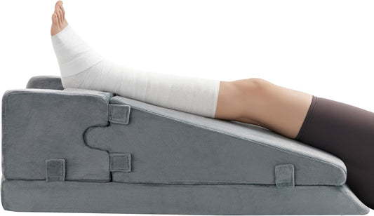 Leg Elevation Pillow for Sleeping, Foam Wedge Pillow Set for After Surgery, Knee Pillow for Side Sleepers, Elevating Leg Rest Cushion for Knee Replacement, Swelling, Back Pain & Circulation Support