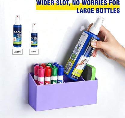 Magnetic Marker Holder for Whiteboard, Fridge, Teacher Must Have | Acrylic Magnet Dry Erase Pen Holder for Refrigeator, Anti-slip Pencil Holder for Classroom, Locker Organizer Accessories