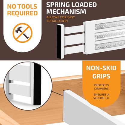 6-Pack Deep Drawer Dividers 4-Inch High Dresser Drawer Organizer, Bamboo | Adjustable 11.5-17 Inch Spring-Loaded Separators for Clothes, Utensils, Socks, Bedroom, Bathroom, Kitchen, Office, No Tools