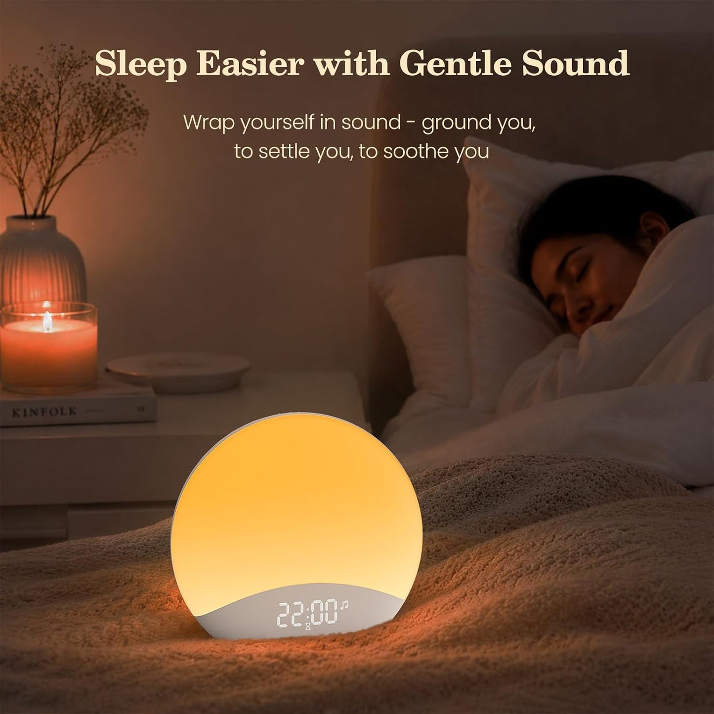REACHER Wood Grain Sunrise Alarm Clock and Sound Machine Nightlight, Digital Dimmable Clock for Bedroom, 26 Sleep Sounds, White Noise Machine for Baby, Adults, Wake Up Light Alarm Clock for Kids | Digital Dimmable Clock for Bedroom, 26 Sleep Sounds,