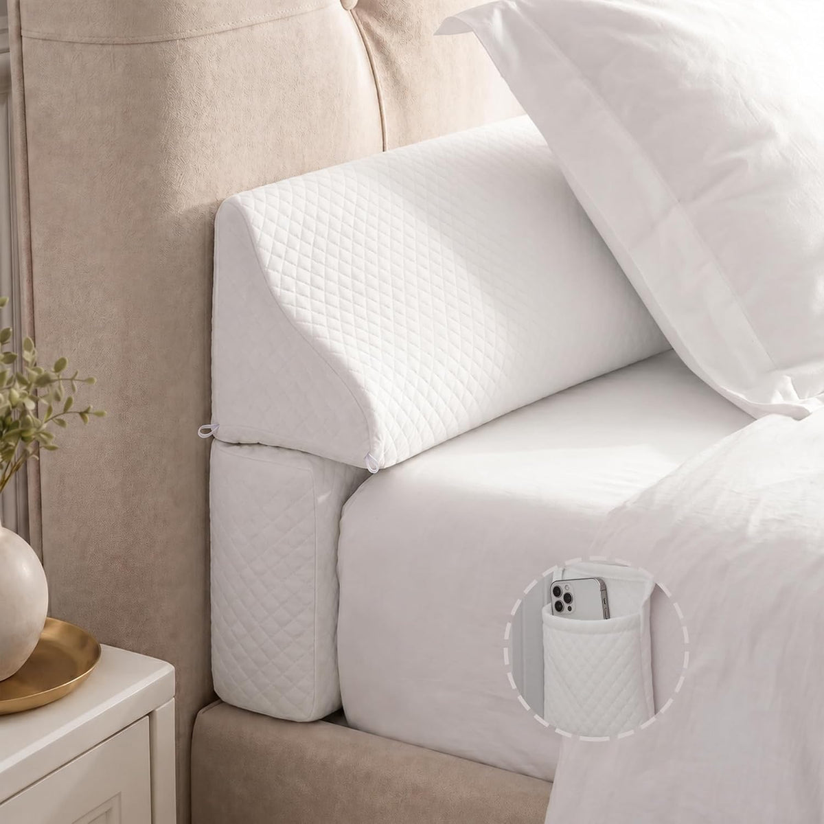Bed Wedge Gap Filler, Wedge Pillow for Headboard Gap, King Size