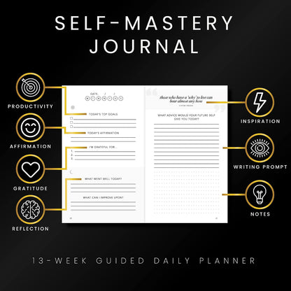 Self-Mastery Journal for Men with Prompts - 13 Week Guided Gratitude Journal - 5 Minute Journal - Reflection Manifestation Journals for Mindfulness - Self Care Journal - Goal Journal for Women & Men