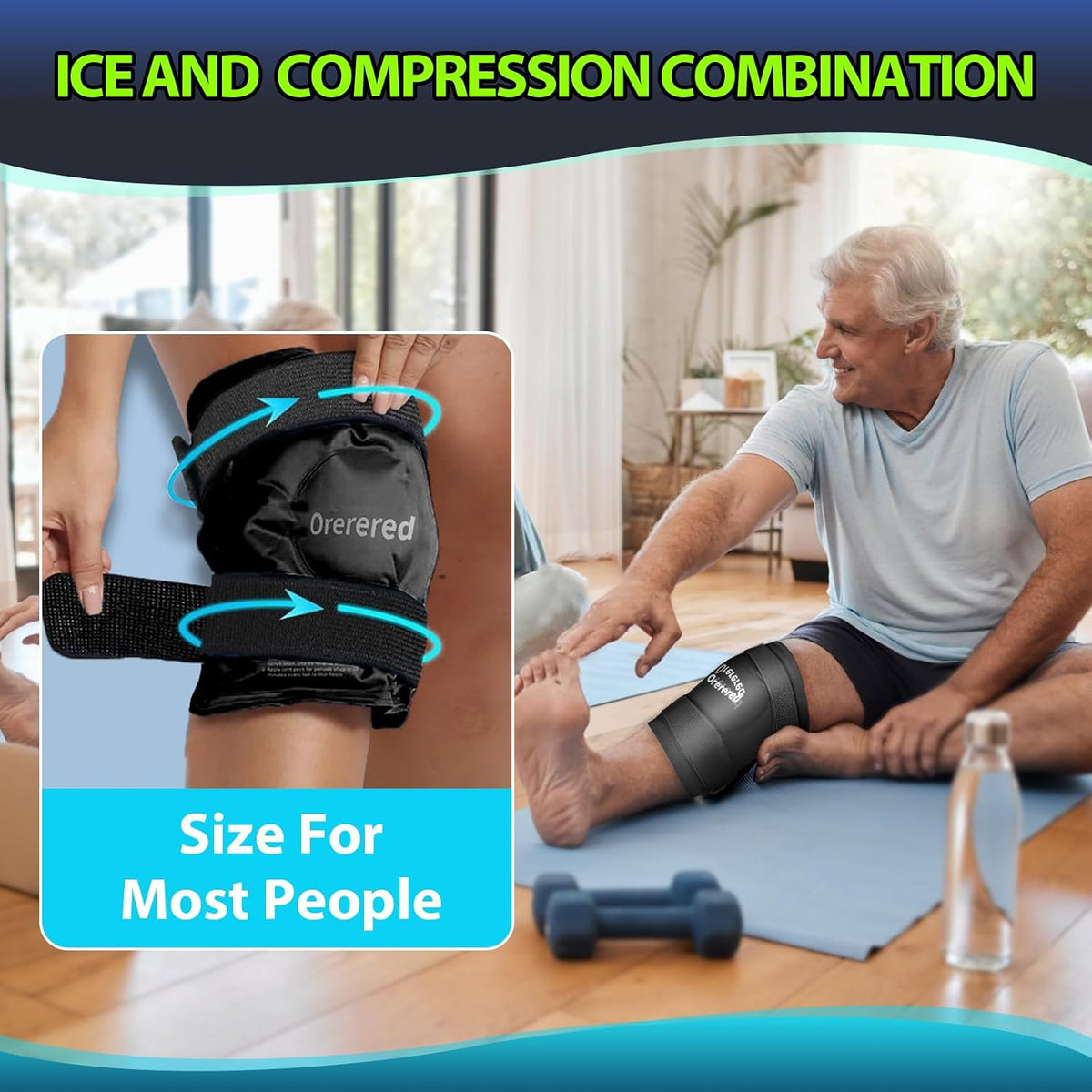 Ice Packs for Injuries Reusable Knee Gel Ice Pack Wrap for Swelling Black