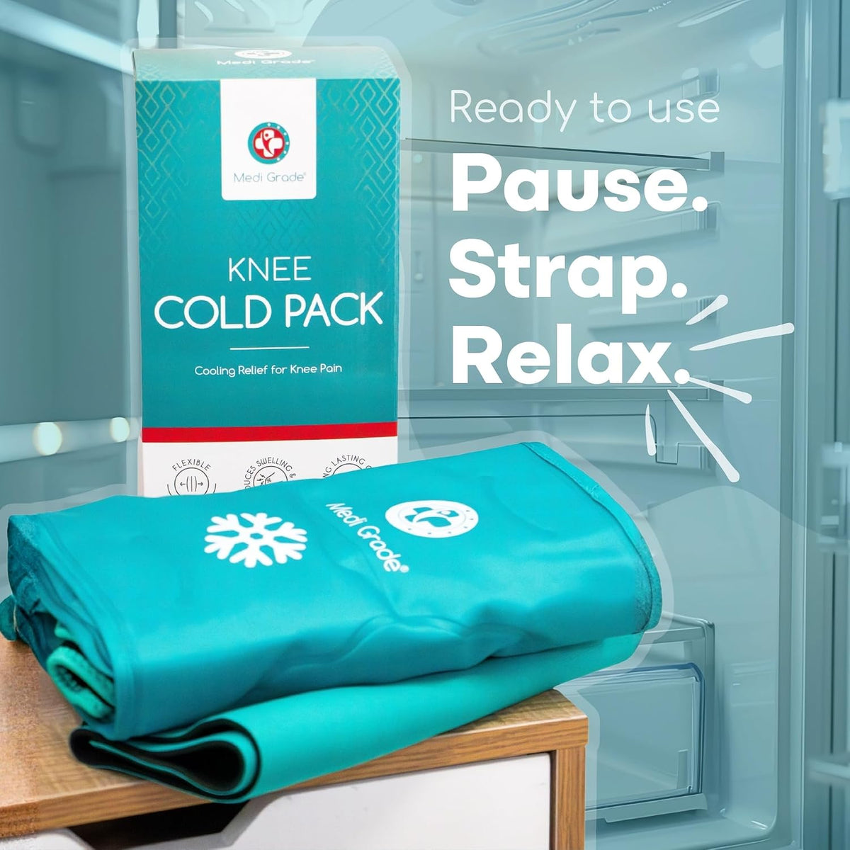 Medi Grade Knee Ice Pack Wrap, Reusable Ice Pack for Knee Pain and Surgery
