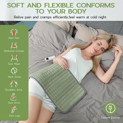 Heating Pad for Period Cramps, Heating Pad for Back/Neck/Shoulder Muscle Pain, 6 Heating&4 Timer Setting, Auto Shut Off, Dry/Moist Heat & Machine Washable, Gray Birthday Christmas Gifts for Women Mom