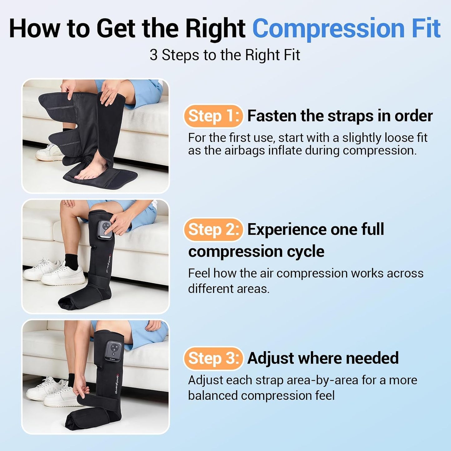 Comfytemp Air Compression Leg Massager for Circulation and Pain Relief FSA | Cordless & Rechargeable, Recovery for Varicose Veins, RLS, Foot and Calf Compression Boots, HSA Eligible (Fit Calf 13"~19")