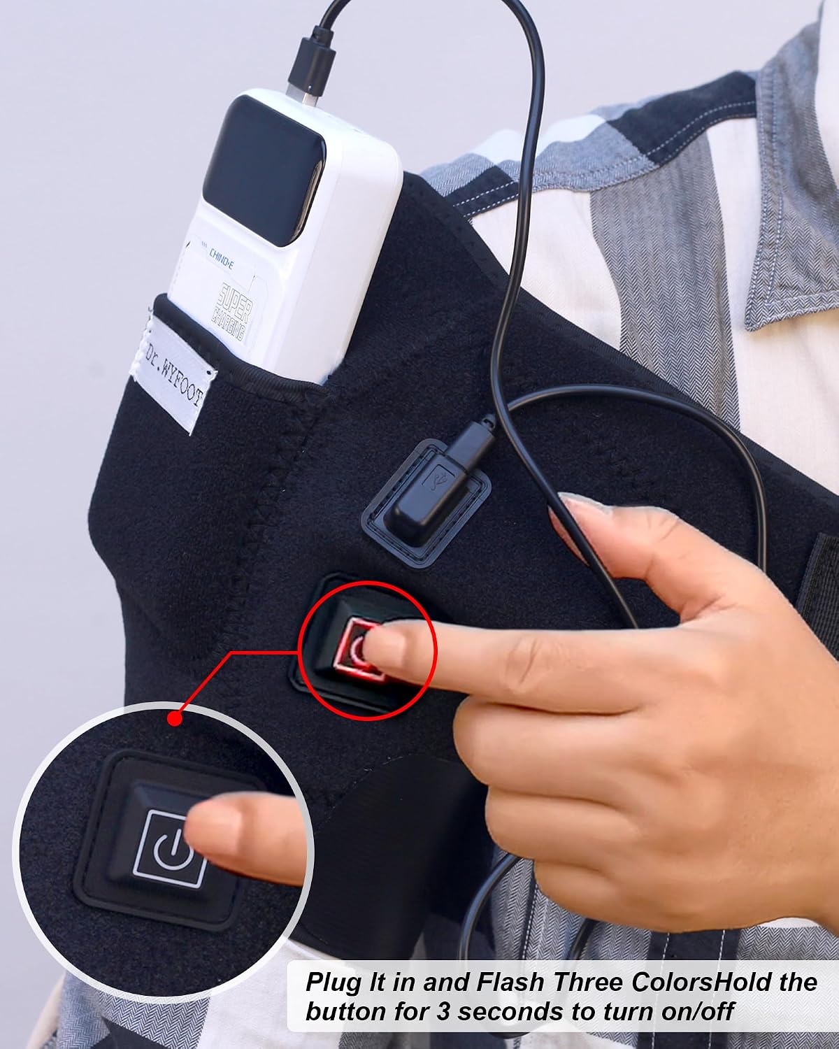 Shoulder Heating Pad - 3-Temperature USB Rechargeable, Adjustable Heat Wrap for Men & Women, Portable Cordless Shoulder Warmer (1 Pce Black-New)