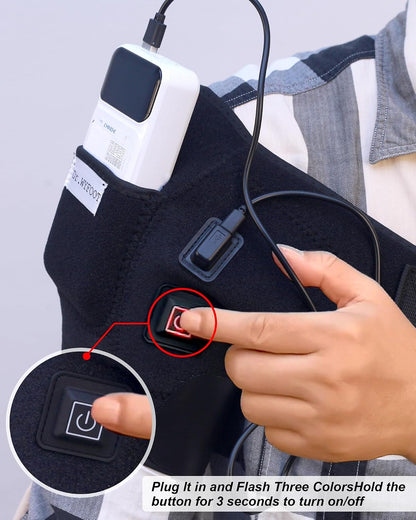 Shoulder Heating Pad - 3-Temperature USB Rechargeable, Adjustable Heat Wrap for Men & Women, Portable Cordless Shoulder Warmer (1 Pce Black-New)