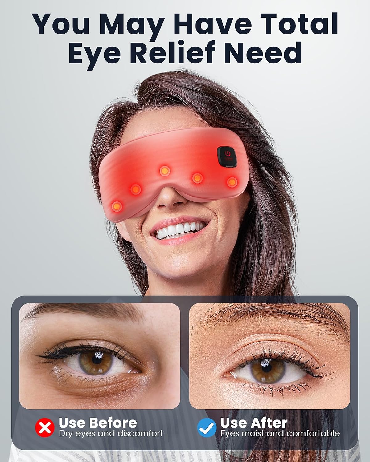 Heated Eye Mask - Cordless Eye Mask for Dry Eyes, Eye Relief, Improved Sleep, Washable Eye Heating pad for Travel and with Replaceable Shell