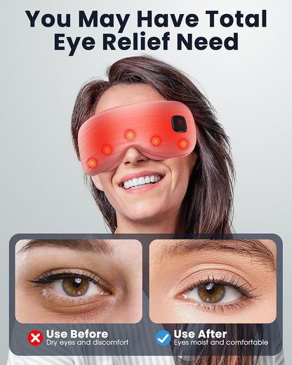 Heated Eye Mask - Cordless Eye Mask for Dry Eyes, Eye Relief, Improved Sleep, Washable Eye Heating pad for Travel and with Replaceable Shell