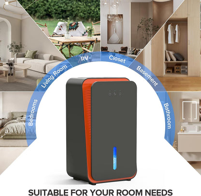 1000 sq.ft Dehumidifier for Home, Dehumidifiers for Basement, Bathroom, Bedroom with Auto Shut Off and Drain Hose, Built-in Aromatherapy Diffuser, 7 Colors LED Light, Quiet Sleep Mode(CS08-Cream)