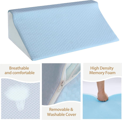 Body Positioner Wedge Pillow for Side Sleeping Support | Back and Leg Support, Body Positioning, Pregnancy Support, Ankle Elevation, Memory Foam, Machine Washable Cover