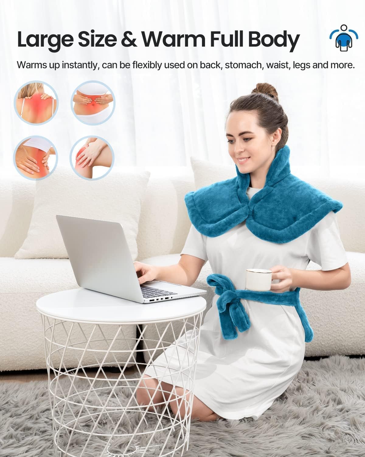 RENPHO Electric Heating Pad - 6 Heat Levels for Neck Shoulder and Back, Birthday Gifts for Women Men Mom Dad, Weighted Pad for Snug Fit, ETL Safety Certified, FSA Eligible, 24"x33" Gray