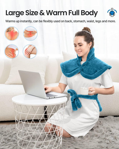 RENPHO Electric Heating Pad - 6 Heat Levels for Neck Shoulder and Back, Birthday Gifts for Women Men Mom Dad, Weighted Pad for Snug Fit, ETL Safety Certified, FSA Eligible, 24"x33" Gray