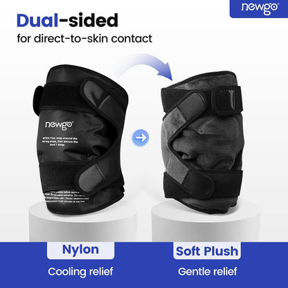 NEWGO Knee Ice Pack Wrap, 360° Full Wrap, Blue | Y-shaped Strap Stays Put, Reusable for Knee Replacement, ACL, Arthritis, Swelling, and Sports Injuries, 21.7" x 9.8"