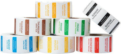 Restaurantware RW Smart 1 Inch x 1 Inch Food Rotation Labels 500 Dissolvable Food Safety Labels - Premium Trilingual Orange Paper Day Of The Week Labels For Food Storage Or Prep Saturday