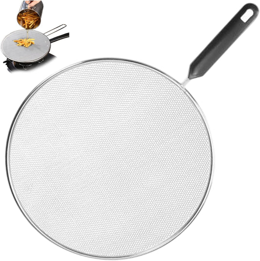 Grease Splatter Guard, Splatter Screen for Frying Pan, 11.4 Inch Grease Guard with Fine Mesh & Long Handle, Oil Cover for Stovetop Cooking, Frying, Sautéing