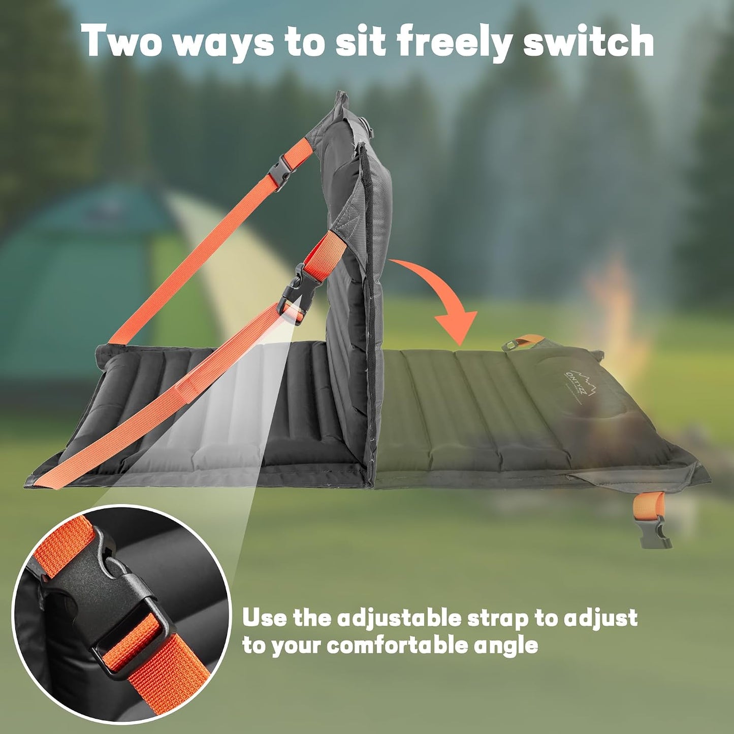 Stadium Seats with Back Support Inflatable Portable Folding Seat | Waterproof Cushion with Backrest for Sports Events Stadium and Camping, Black Heated Version