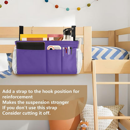 Black Bedside Caddy Storage Bag Bedside Organizer for Bed Rails College Dorm Room Organizer Caddy Hanging Shelf 6 Pockets with Hooks for Drinks Magazine Phone Holder