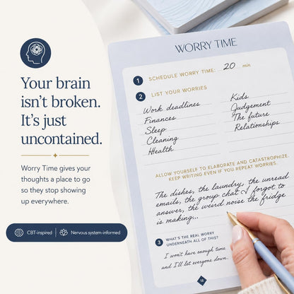 Worry Journal for Anxiety Relief & CBT Guided Prompts, Mental Health Gift