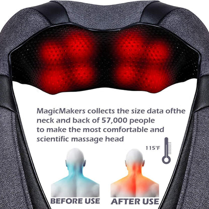 Shiatsu Neck Back and Shoulder Massager with Heat for Pain Relief Deep Tissue, Christmas Women Men Gifts for Mom Dad, Wife Husband, Him Her, Fathers Day, Mothers Day, Birthdays Gift (NOT Cordless)